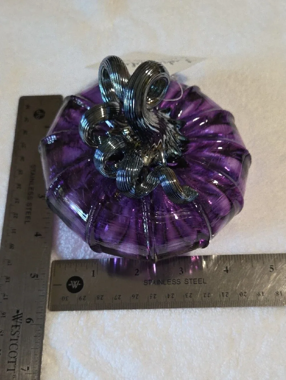 Handblown Purple Glass Pumpkin by